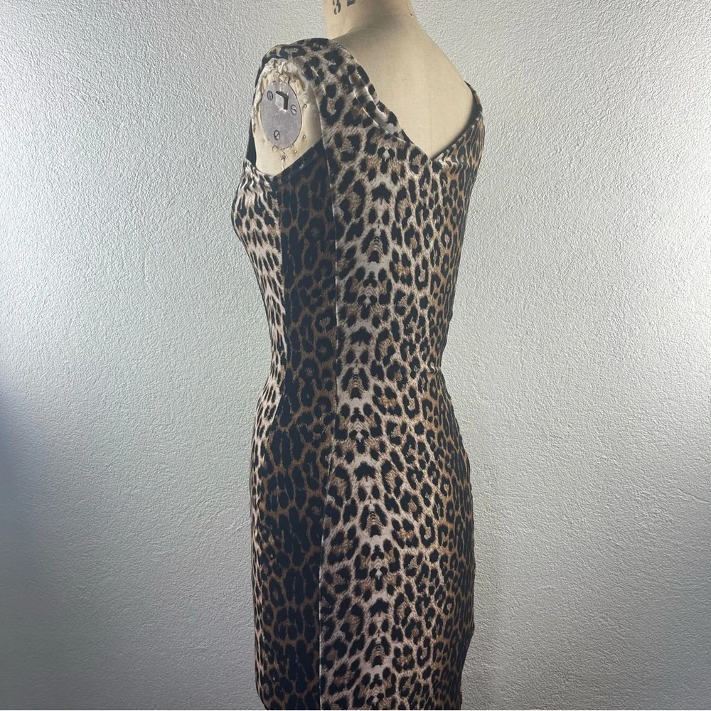 Nasty Gal l 6 Retro Pinup Animal Leopard Velvet Sweetheart Bodycon Wiggle Dress